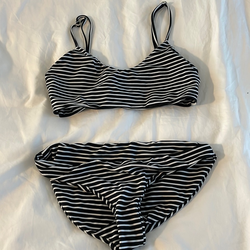 MIKOH black and white striped bikini
